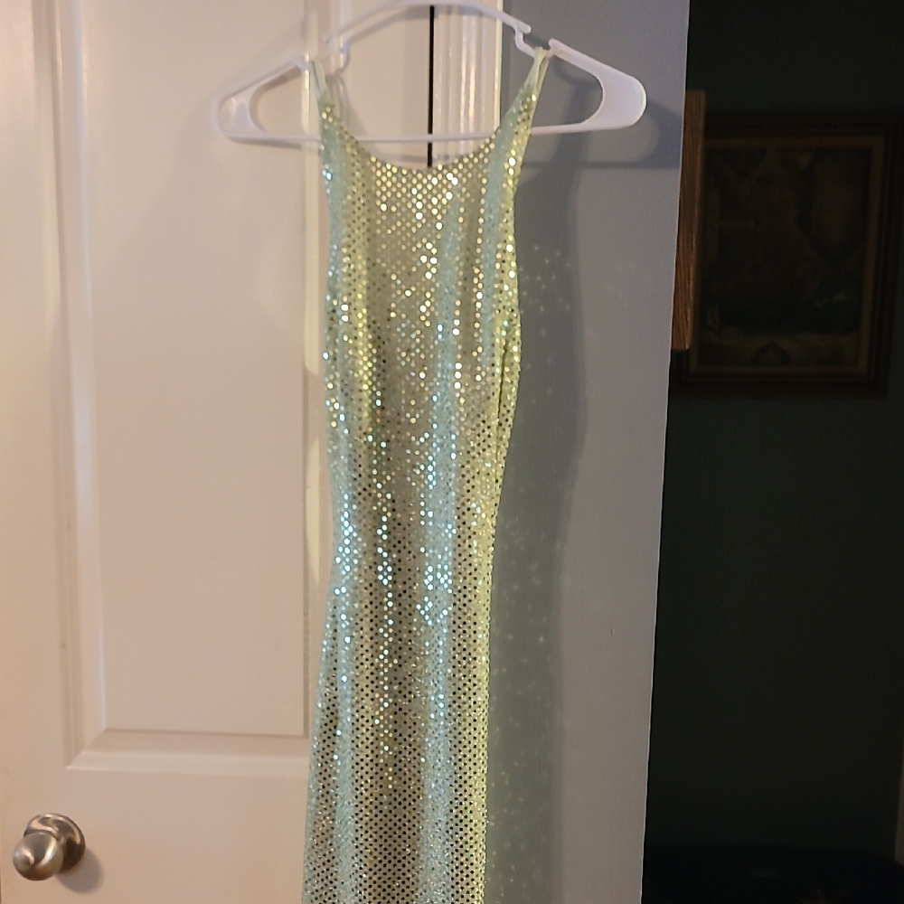 Roberta Bridal Shimmering Backless Dress in Gold